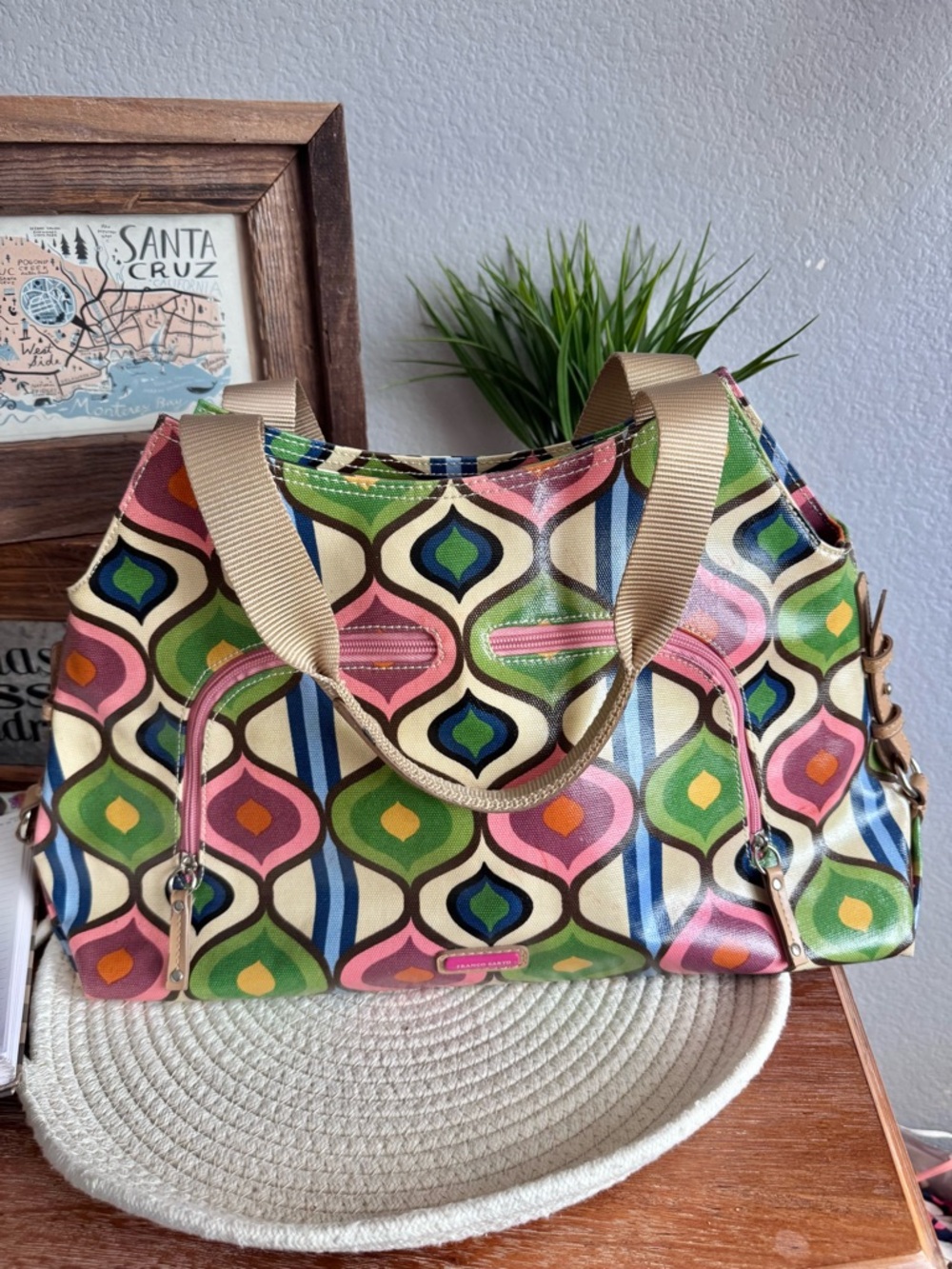 Franco Sarto Bright Patterned shoulder purse tote
